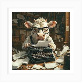 Funny Cow Writer Vintage 12 Art Print