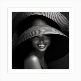 Beautiful African Woman In A Hat Art Print