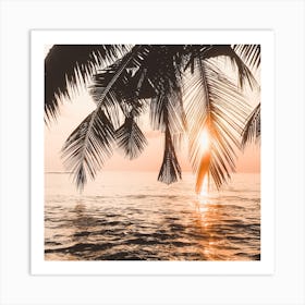 Palm Tree Silhouette Square Art Print