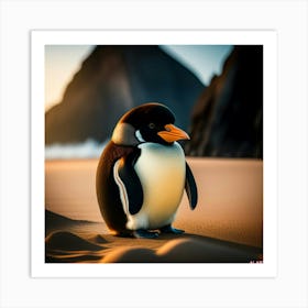 Penguin In The Sand Art Print