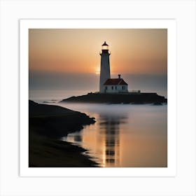 Lighthouse At Sunrise Art Print