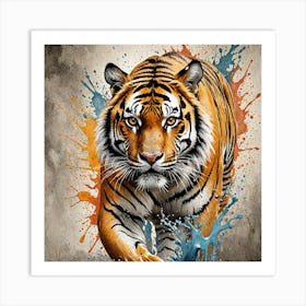 Water Colored Wall Painting Of A Tiger Water Color Spray 32k Resolution 2836453673(1) Art Print