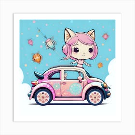 Kawaii Cat Art Print