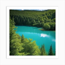 Blue Lake In The Forest 3 Art Print