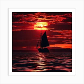 Sailboat At Sunset 14 Art Print