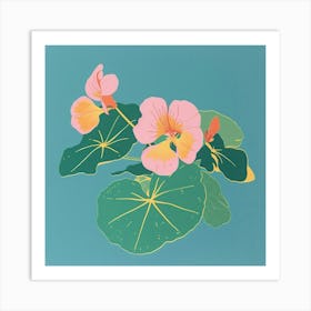Nasturtium 2 Square Flower Illustration Art Print