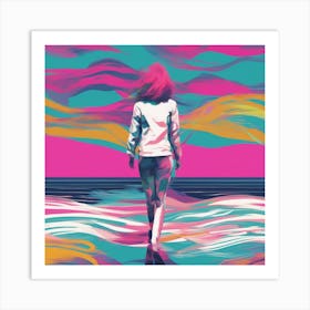 Minimalism Masterpiece, Trace In The Waves To Infinity + Fine Layered Texture + Complementary Cmyk C (41) Art Print