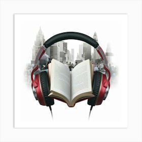 Open Book With Headphones Art Print