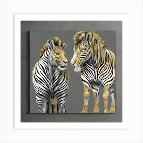 Two Zebras Art Print