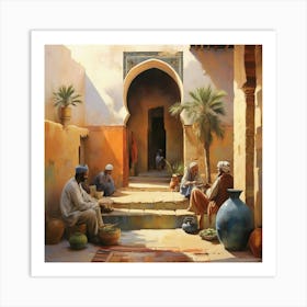 Men In The Courtyard art print Art Print