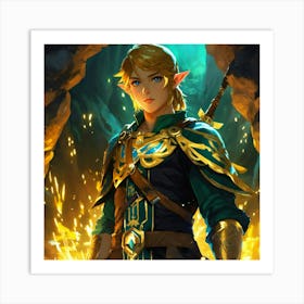 Portrait Of Link A Black And Gold Tunic (2) Art Print