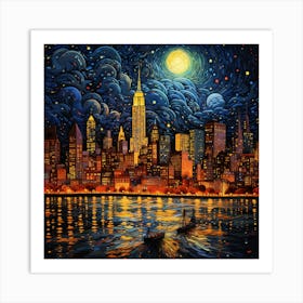 New York City At Night 2 Art Print