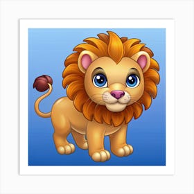 Kawaii style lion 1 Art Print