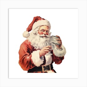 Santa Claus Drinking A Glass Of Wine Art Print