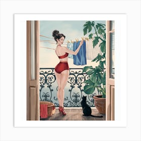 Laundry Girl (1) 1 Art Print