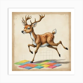 Deer Jumping Puzzle 1 Art Print