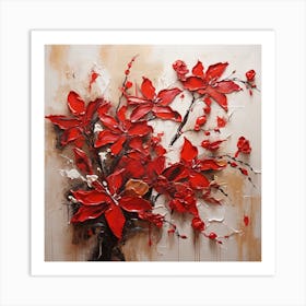 Red flower sprig 1 Art Print