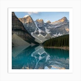 A Photo Of The Canadian Rocky Mountains With A Turquoise Lake Art Print