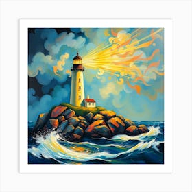 Lighthouse In The Sky Art Print