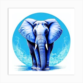 Blue Elephant 2 Art Print