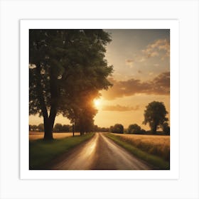 Country Road At Sunset 1 Art Print