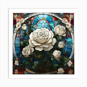 Stained Glass Roses Art Print