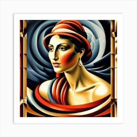 Lady In Red Hat Art Print