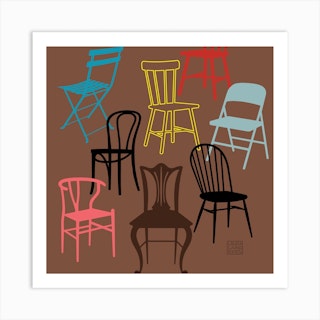 Chairs Square Art Print