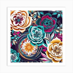 Abstract Floral Pattern 1 Art Print