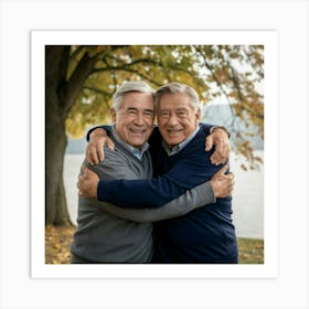 Senior Couple Hugging Art Print