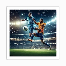 Soccer Players In Action Art Print