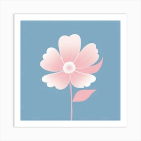 A White And Pink Flower In Minimalist Style Square Composition 449 Art Print