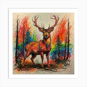 Deer In The Forest Art Print