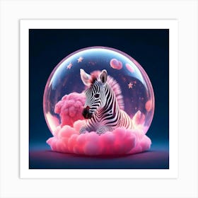 Firefly Bioluminescent, Cute, Tiny, Miniature, Sleeping, Baby Zebra, Moonlight, Adorable, Big Eyes, (1) Art Print