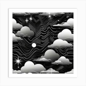 Clouds And Stars Art Print