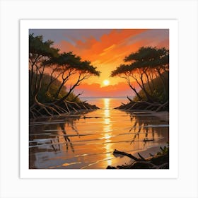 Sunset At The Beach 5 Art Print