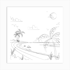 Minimal Line Palm Beach 4 Art Print