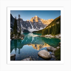 Sunrise At Lake Banff Art Print