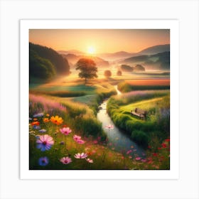 Sunrise In The Meadow Art Print