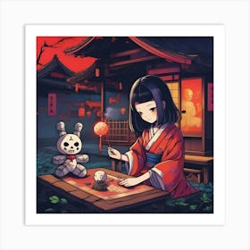 Anime Girl In A Kimono Art Print