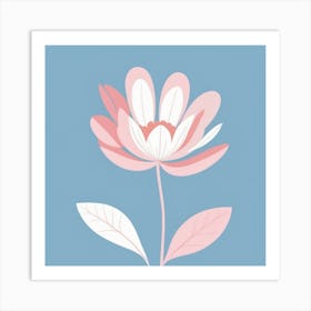 A White And Pink Flower In Minimalist Style Square Composition 516 Art Print