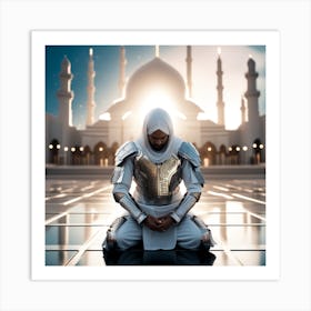 Muslim Man Praying In Front Of Mosque 2 Art Print