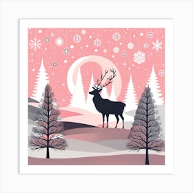 Christmas Tree And Deer, Rein deer, Christmas Tree art, Christmas Tree, Christmas vector art, Vector Art, Christmas art, Christmas, Art Print