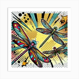 Pop Dragonflies 1 Art Print