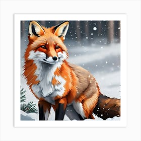 Fox In The Snow Art Print