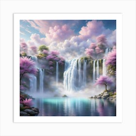 Sakura Waterfall Art Print