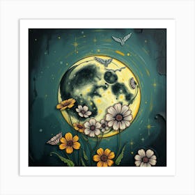 moonlight and flowers Art Print