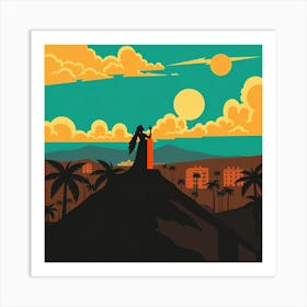 Woman On Top Of A Hill Art Print