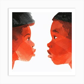 Two Black Children Facing Each Other Art Print