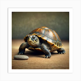 Turtle On A Rock Art Print